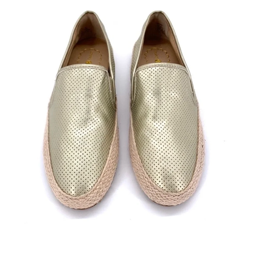 LINDSAY PHILLIPS Metallic Gold Hope Slip On Flats Loafers Size 8 Coastal